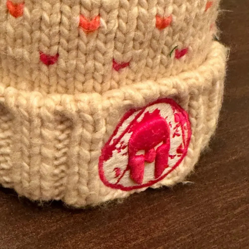 '47 Brand Kids Spartan Race Girls Beanie Cream Sprinkles Cuffed Knit Hat Pom Pom